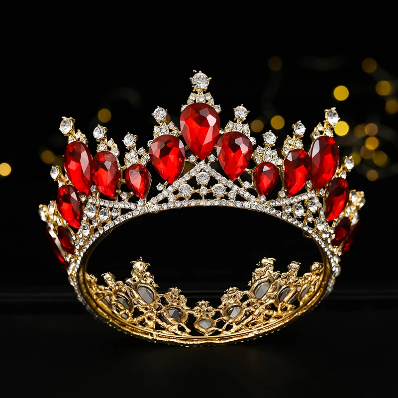 Оптовая продажа, индивидуальные круглые тиары для принцессы, красоты, красочные кристаллы, смешанные золотые короны королевы
