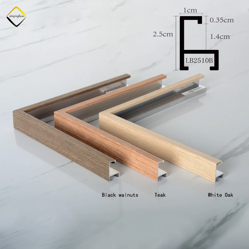 Wooden Color Wood Grain House Decor Wall Mount Metal Poster Frame For Prints Photo Aluminum Picture Frames Moulding