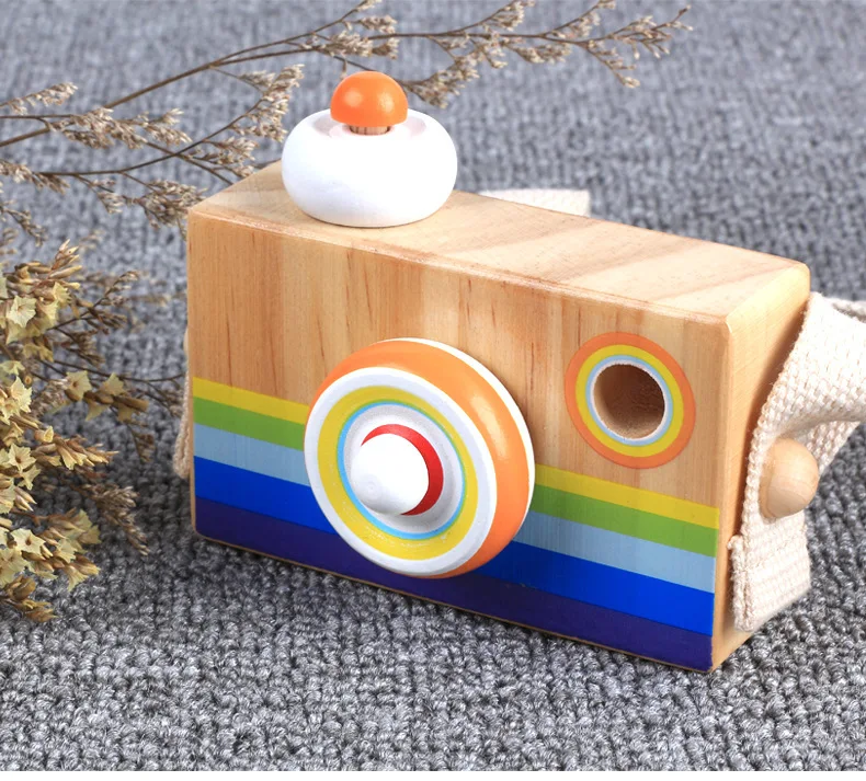 CMC 2022 baby Travel decoration Infant montessori wood toys Toddler cute educational wooden camera toy