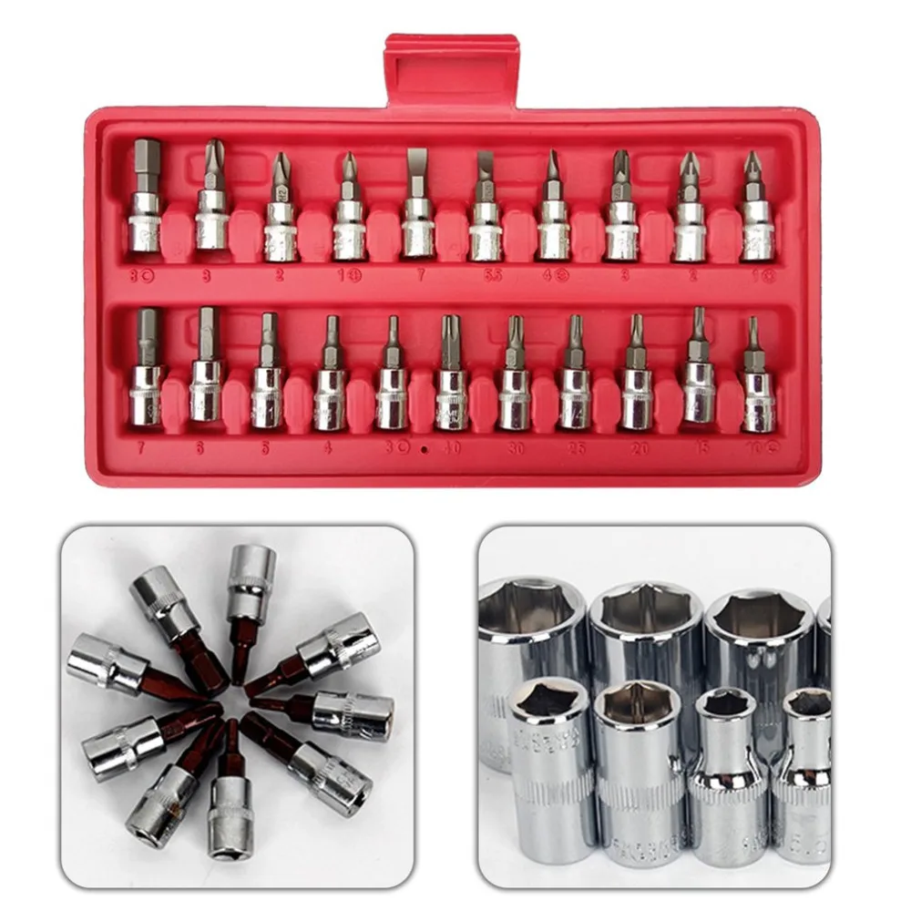 46PCS 1/4 DR Auto Repair Wrench Tools Socket Set With Ratchet Handle Tool Kiit