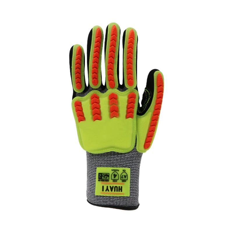 Impact Gloves TPR Flexible Thumb Crotch Reinforced Sandy Nitrile Cut Resistant touch screen Gloves For Worker Oilfied