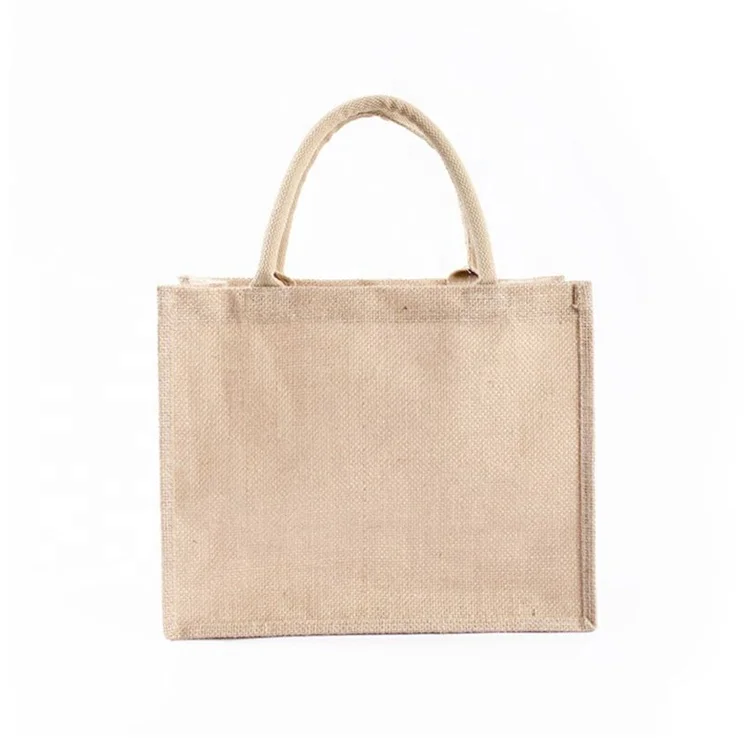 Customized Printed Logo Grocery Manufacturer Flat Bottom Shopping Used Jute Bags