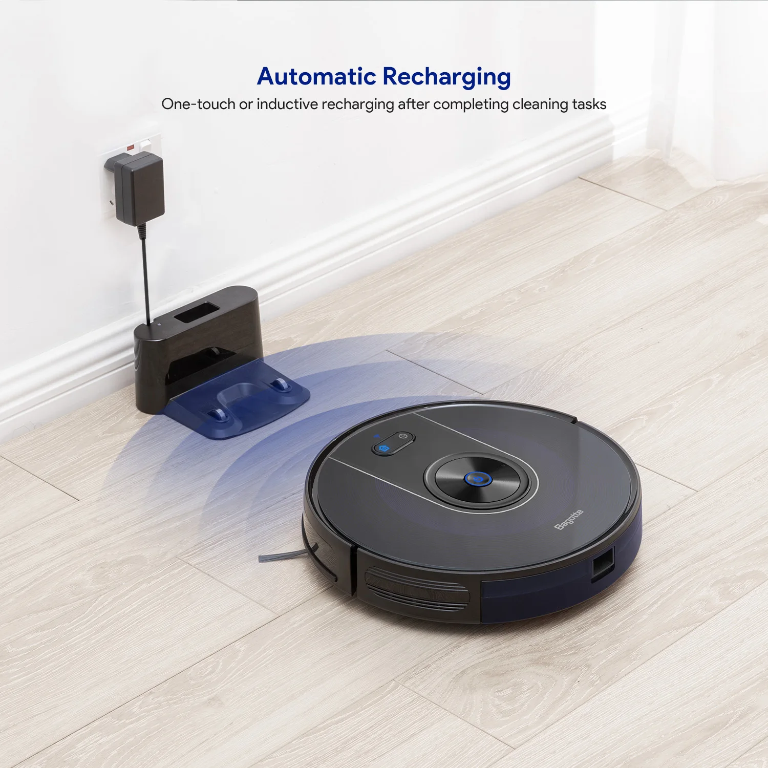 
Bagotte BG800 Hot Sale 2200Pa Strong Suction Wifi Wet and Dry Automatic Floor Sweeper Smart Vacuum Cleaner Robot with App 