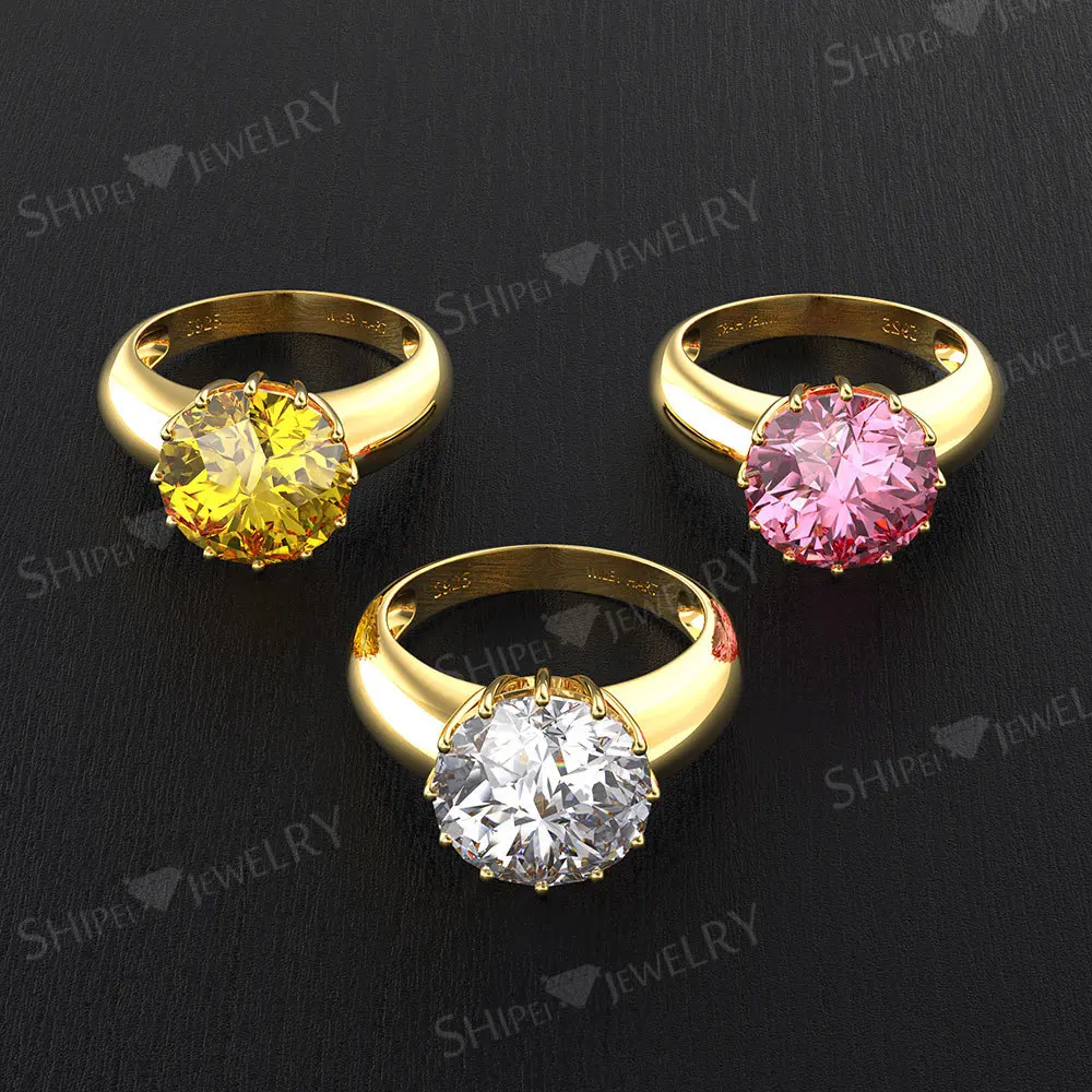18k Gold Lady Colored Stone Jewelry 925 Sun Silver Diamond Silver Stone Ring Design
