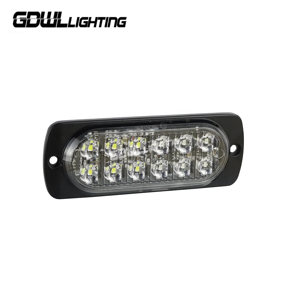 12LED super slim strobe light for car truck 12V 24V Safety warning side light surface mount grill flash light