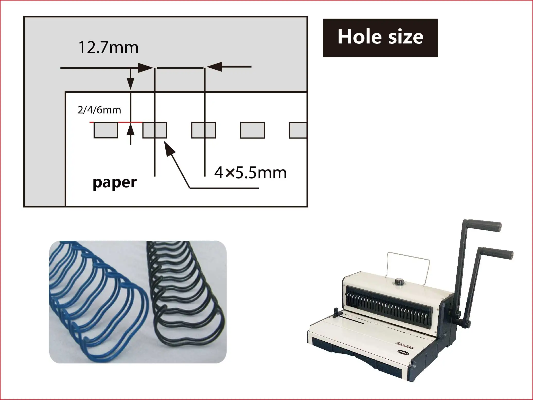 T970E F4 Size Wire 2: 1 Punching and Binding Machine