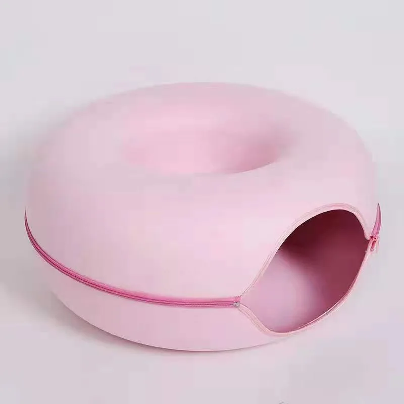 Wholesale Pet Cat Bed Custom Felt Round Tunnel Cat Donut Tunnel Bed With Zipper Cats Tunnel Nest Detachable for Playing Sleeping