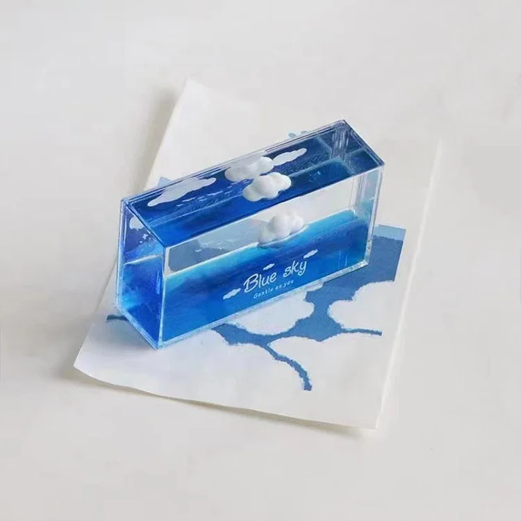 Sky clouds fluid drift bottle creative small ornaments blue sky decompression boys birthday gifts desktop decoration ornament