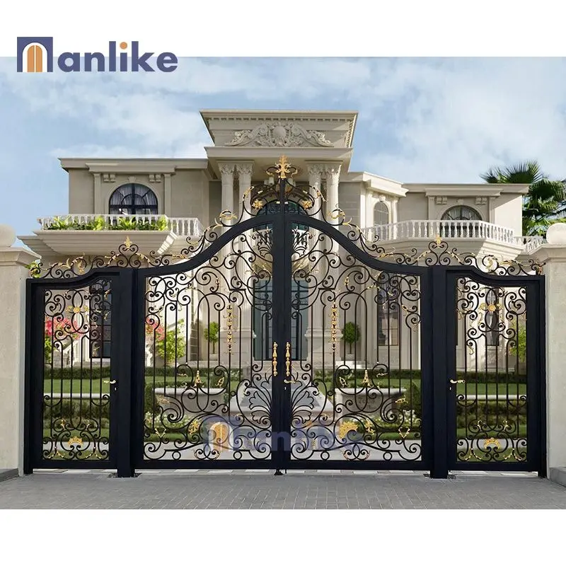 Anlike Luxury Villa Garden Driveway Main Grill Gate Design Sliding Custom Entry Wrought Iron Gate For Home