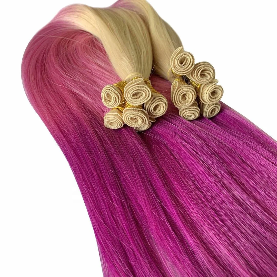 Натуральные натуральные волосы три цвета с двойными ручными завязками 100% для наращивания русские пряди
