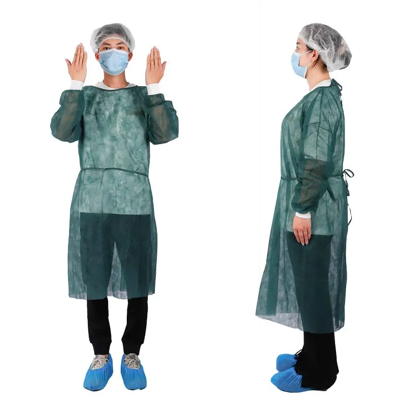 Hot Sale Disposable SMS Non Woven Blue Knitted Cuffs Isolated Gowns