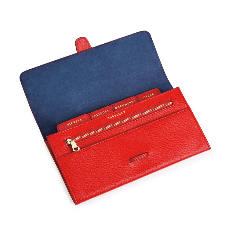 Personalized classic wallet with emboss logo travel long wallet in saffiano leather