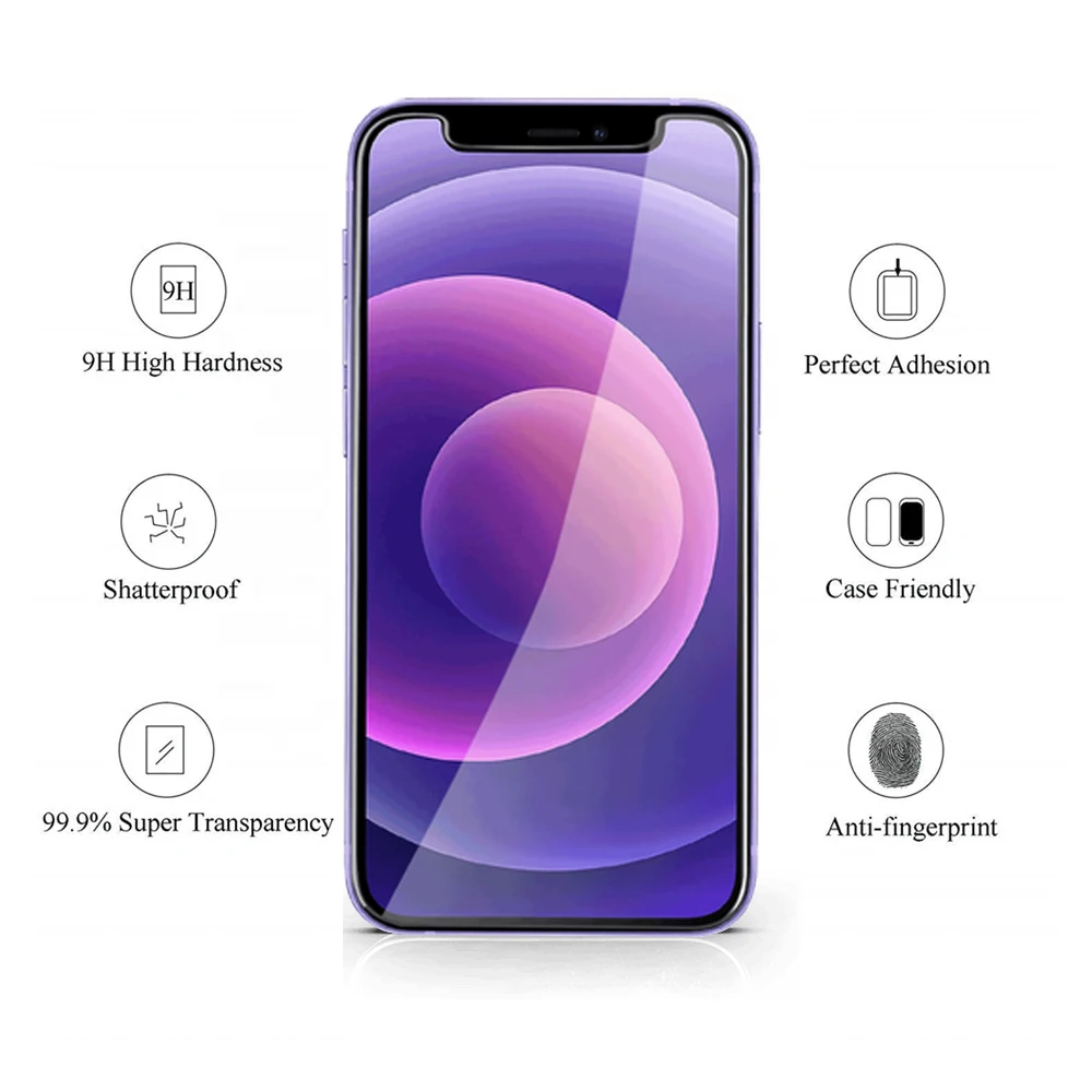  3 PACK clear 2.5D 9H 0.3mm tempered glass film for iPhone 12 xr xs screen protector 11 13 pro