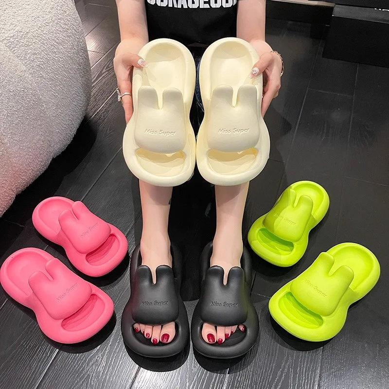 Summer Woman Slippers 3D Cute Rabbit Fashion Outdoor Family Slippers Slide Sandals Beach Comfort Outdoor Ladies Slippers