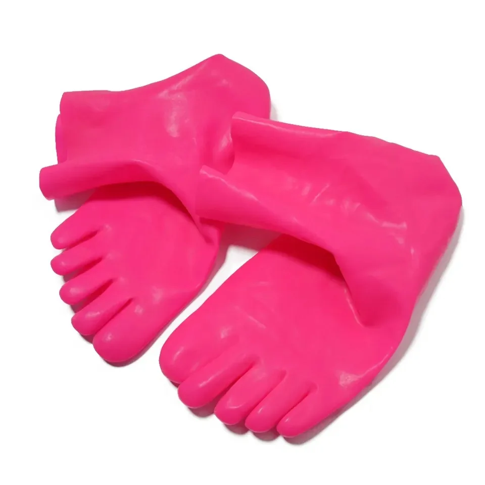 Unisex Man Woman Solid Color latex fetish toe socks rubber 5 toes  latex socks short latex toe sock