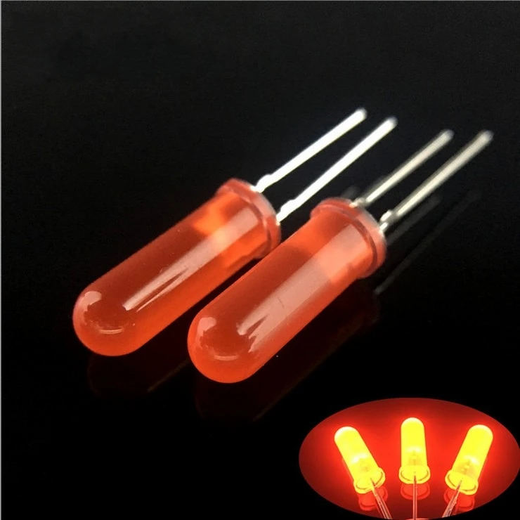 RoHS ce 5 years warranty super bright 0.06w 5mm red round led diode 625nm lens red diffused