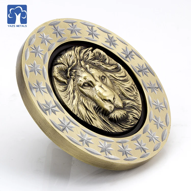 Lion Gold Metal Souvenir Copper 3d No Minimum Antique Nickel Challenge Coin