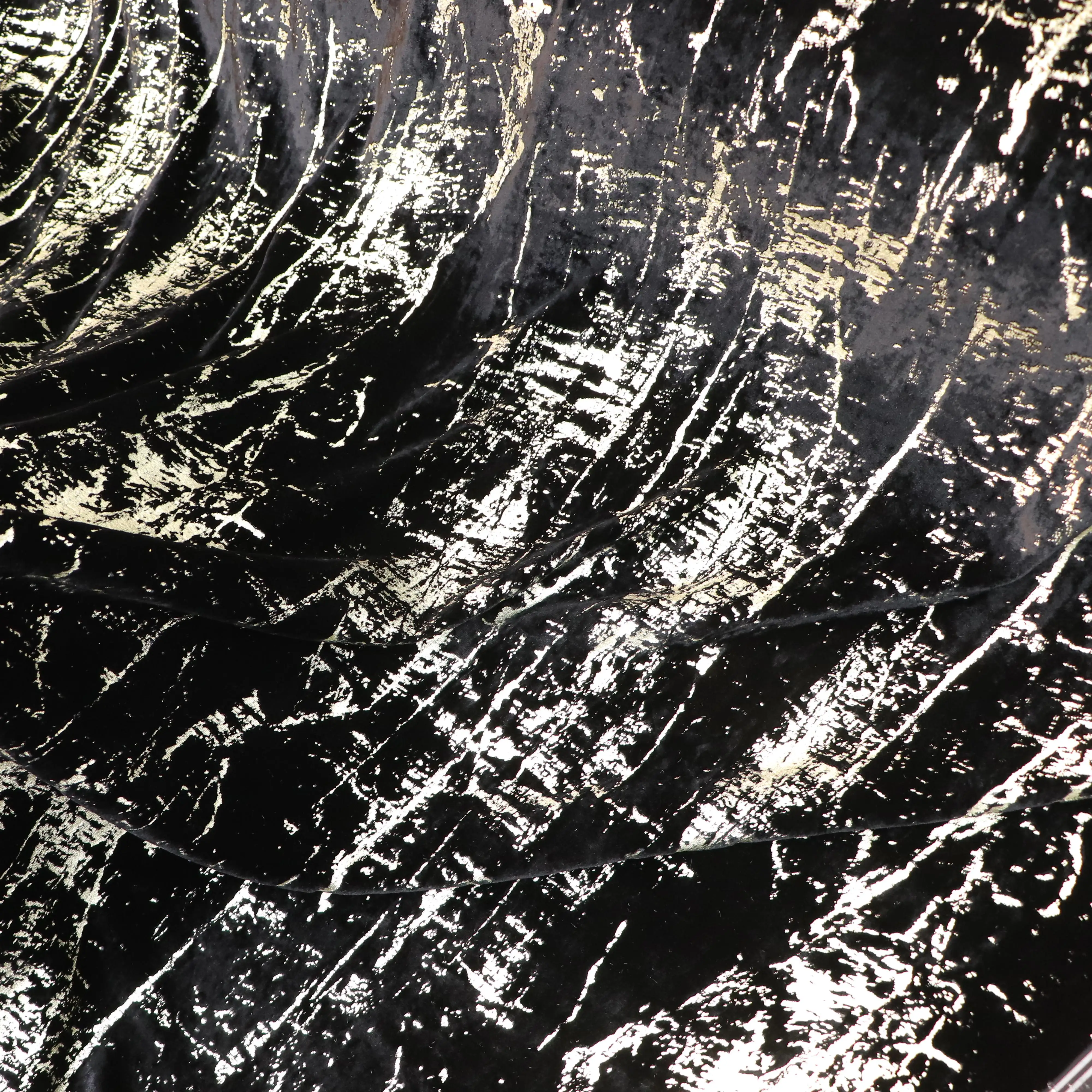 2024 Fashionable  printing nylon rayon Woven silver foil printed flower velvet mesh printing gold fabric for dress