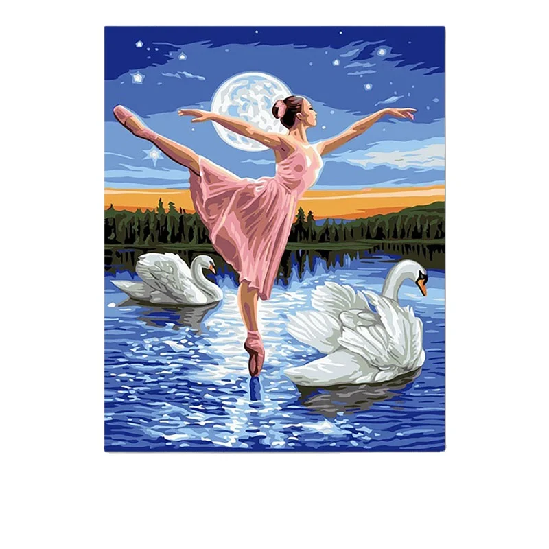 Балетные костюмы для девочек Diy цифры картина Современные настенные картины для краски с цифрами уникальный подарок для домашний декор искусство