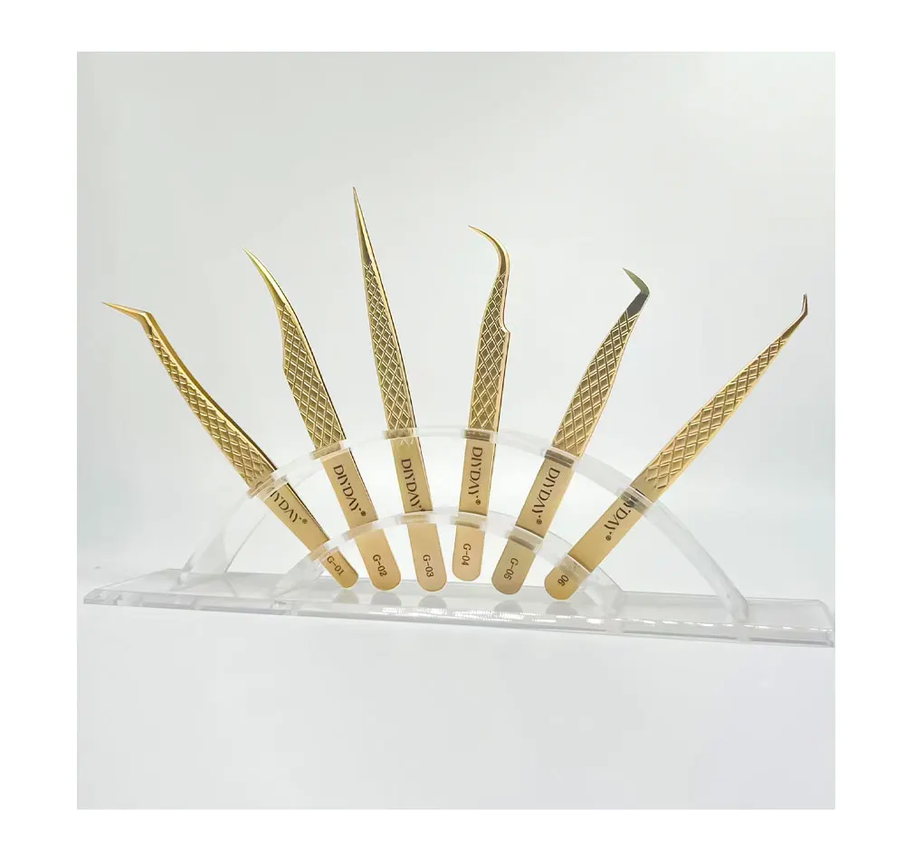 DIYDAY Eyelash Beauty & Tools Gold Stainless Steel Curved Tweezers for Eyelash Extension No reviews yet