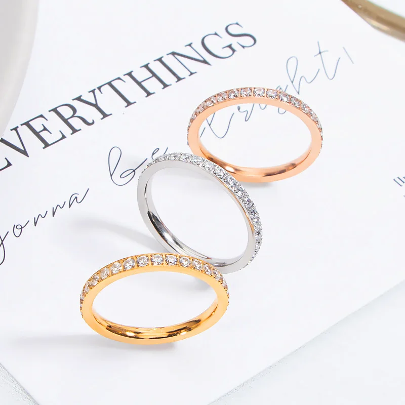 Popular Diamond Ring Full Diamond Ring Titanium Steel Inlaid Zircon Couple Starry Ring Female