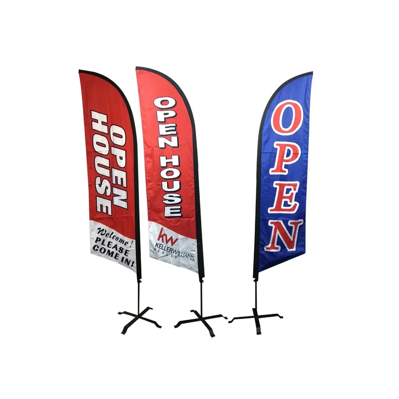 Outdoor Advertising Beach Banner Stands Custom Logo Bali Printing Polyester Teardrop Bow Flex Flying Beach Feather Flag