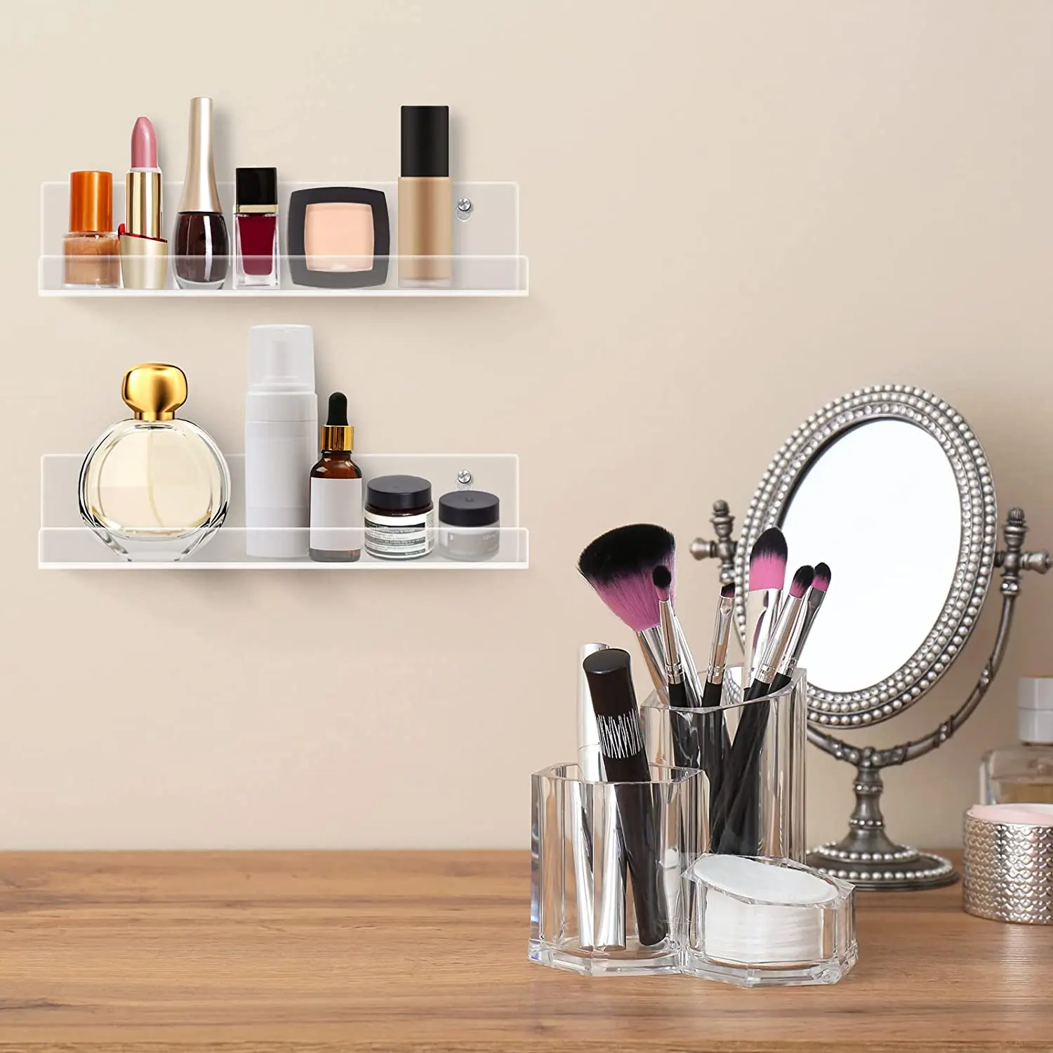 Yakaly Vinyl Record Wall Mount 12 Inch Clear Acrylic Album Record Holder Vinyl Record Display Shelf for Daily LP Listening