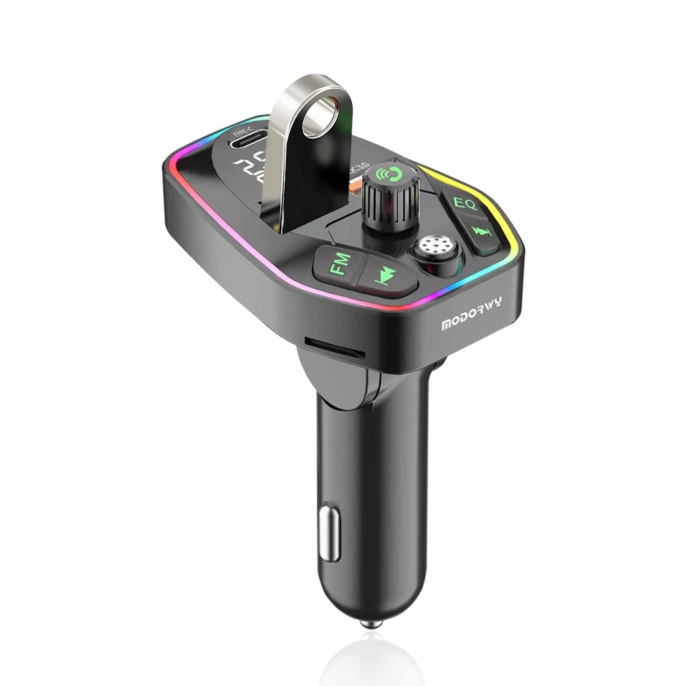 QC3.0 + Type C MP3 Answer call EQ FM RGB light Car Charger button type BT5.1 Wireless Charger disk Car charger