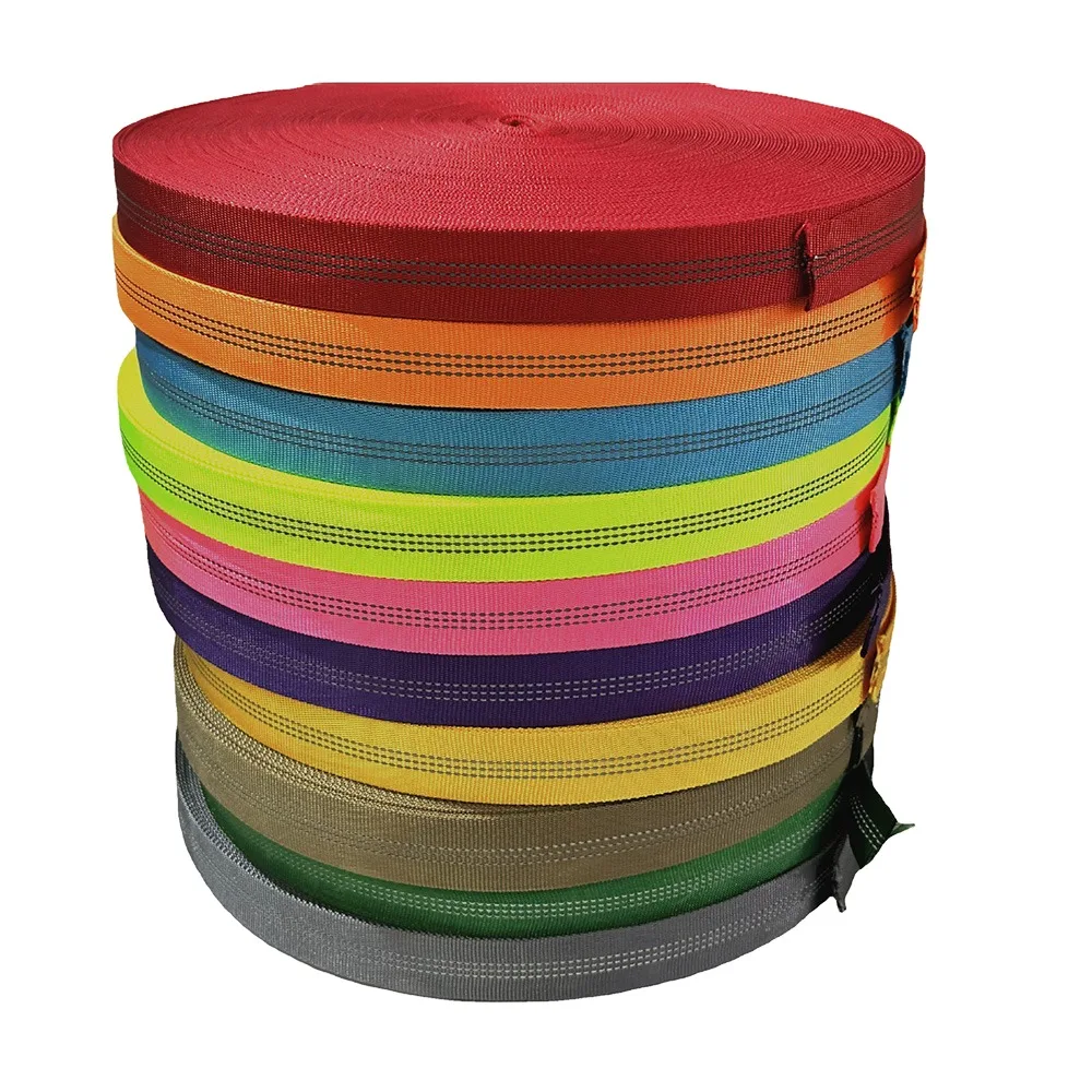 2.5cm nylon double-sided reflective webbing pet leash webbing safety reflective strip webbing