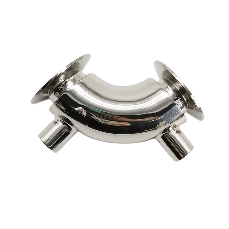 SS304 316L Food grade clamped elbow pipe connector Sanitary stainless steel 90 degree tri clamp elbow