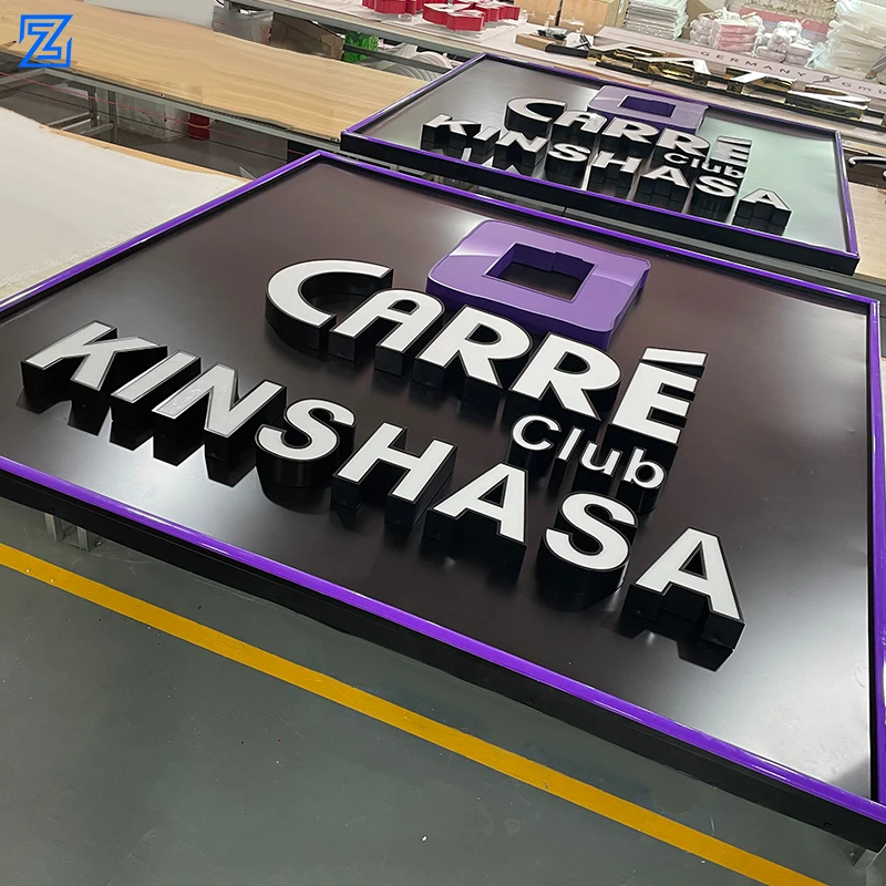 Company Business Brand Aluminum Frame Acrylic 3D Logo Led Light Sign Board Face Lit Channel Letter With Aluminum Backer Panel
