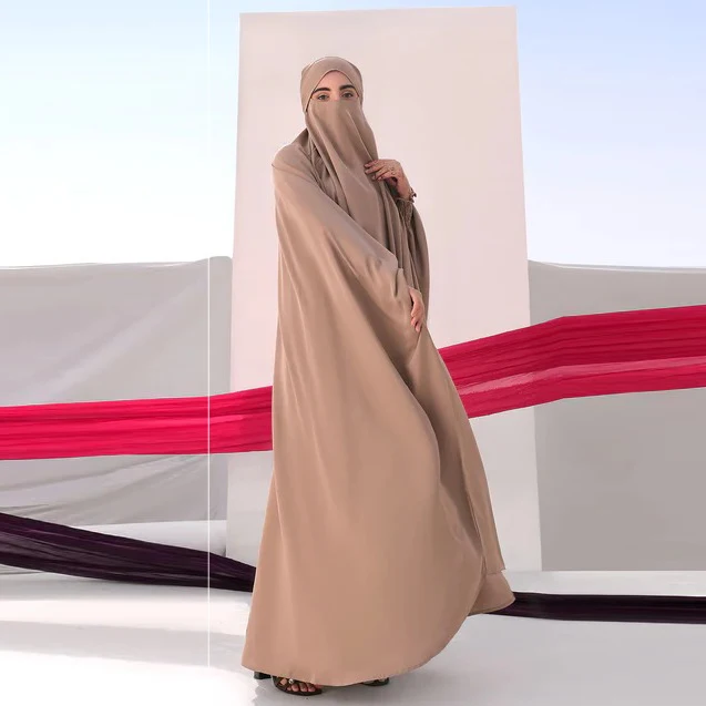 Latest  Jilbab Wholesale Muslim Solid Color Plus Size Dresses Islamic Prayer Clothing Women Casual Abaya khimar