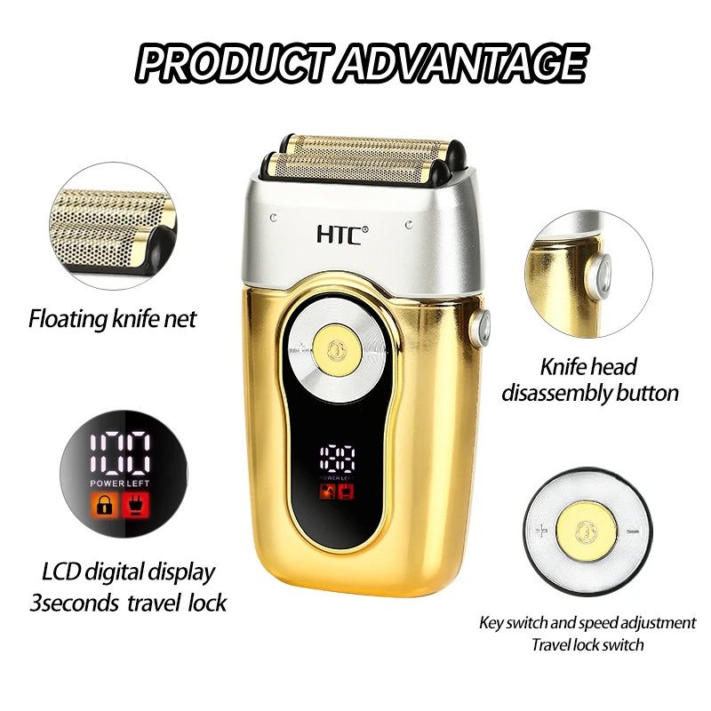 HTC GT-667 Wholesale Electric Razor For Men Face Shaver Machine Men Rechargeable Twin Blade Hair Shaver