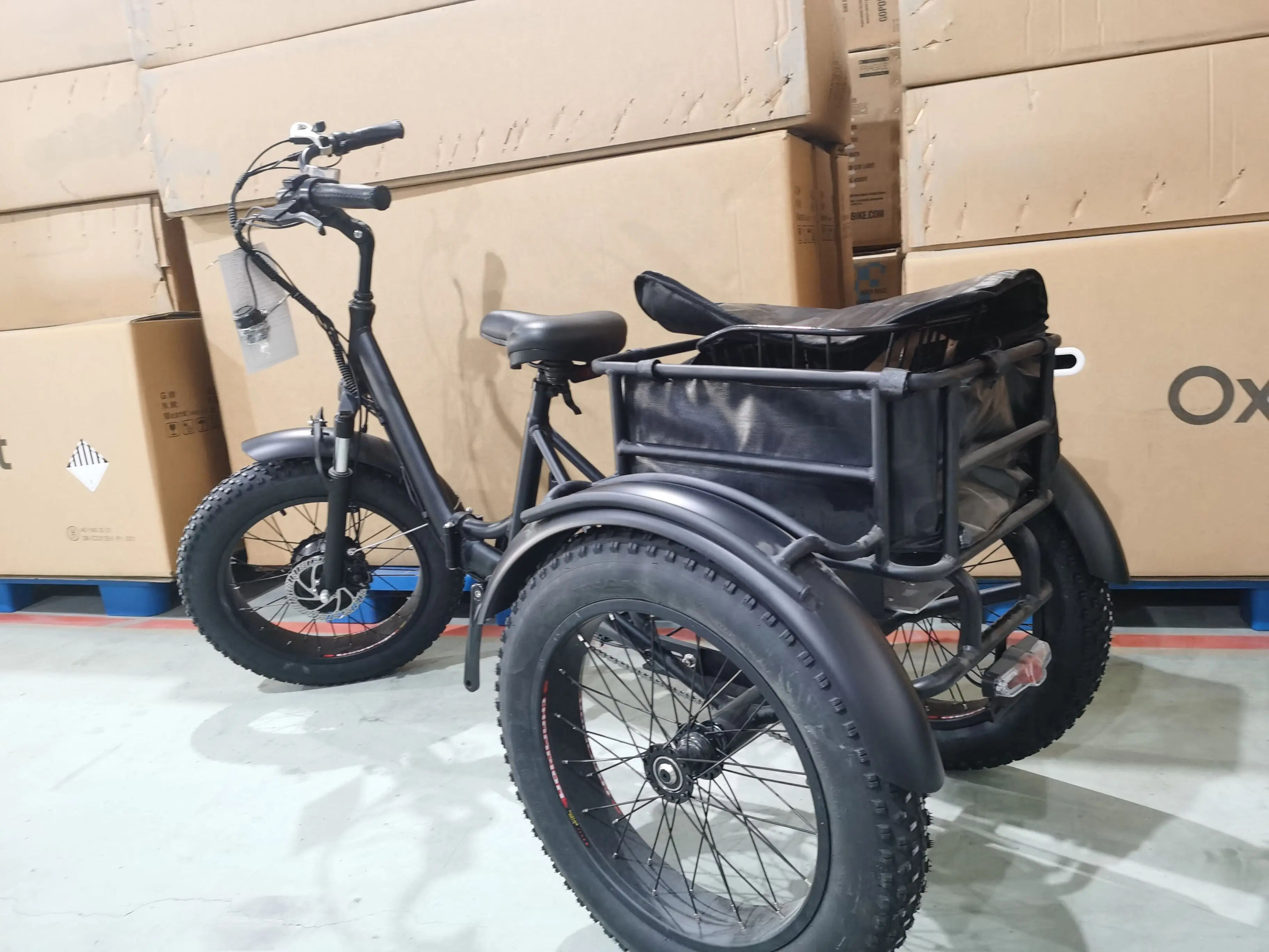 Высокое качество 48V 500W складной 24 дюйма с толстыми покрышками 3 колеса велосипеда корзиной электрические трехколесные велосипеды груз для перевозки