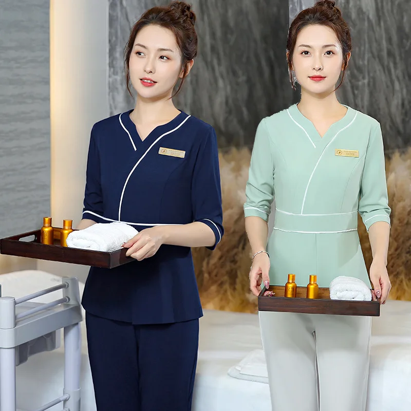 Women Beauty Salon Clothing Autumn Esthetic Uniform Sauna Foot Bath Uniforms Hotel Waiter Work Clothes SPA Uniform