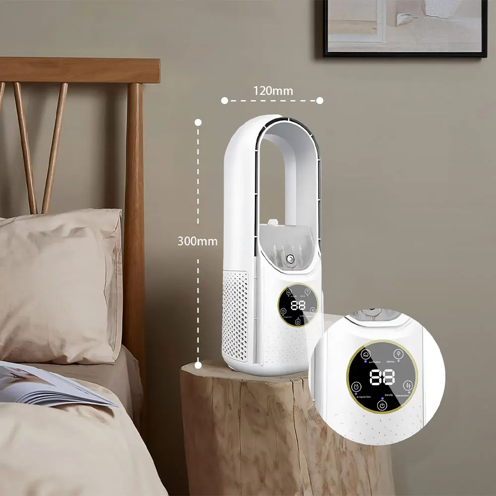 Multi Function Smart Electric Mini Desk Top Air Cooling Fan Air Purifier Bladeless Fan with Cooler