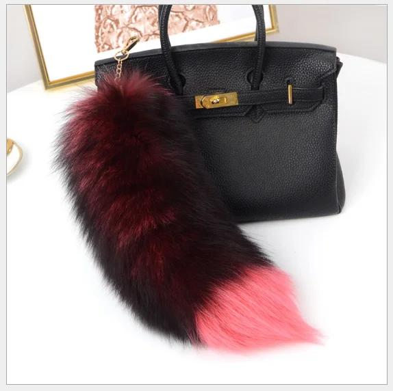 Top fashion lovely design wholesale natural white fox tail / fairy real fox fur tail keychain
