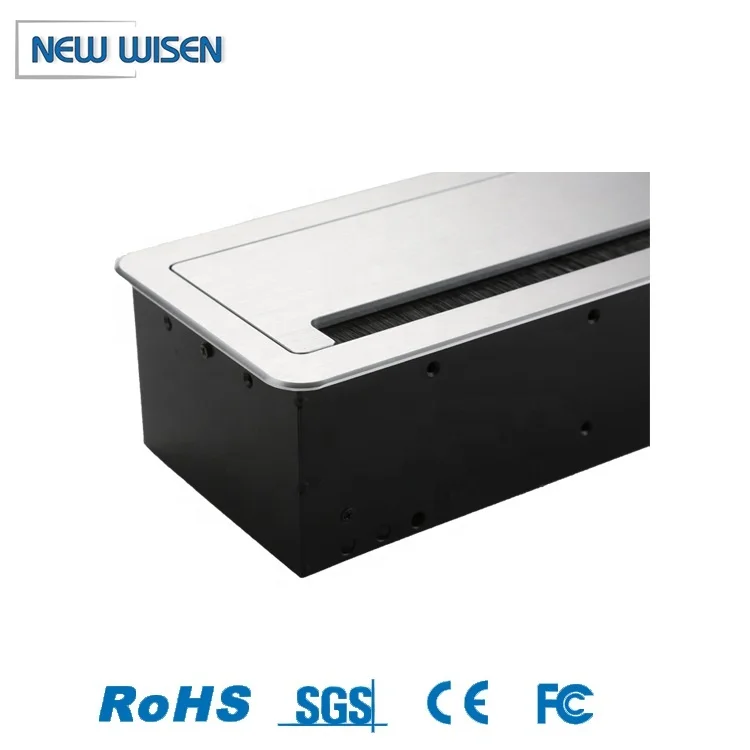 Cable cubby aluminium Tabletop Socket Flip Up Desk Receptacle Multi Power Socket Outlet with audio/VGA connector
