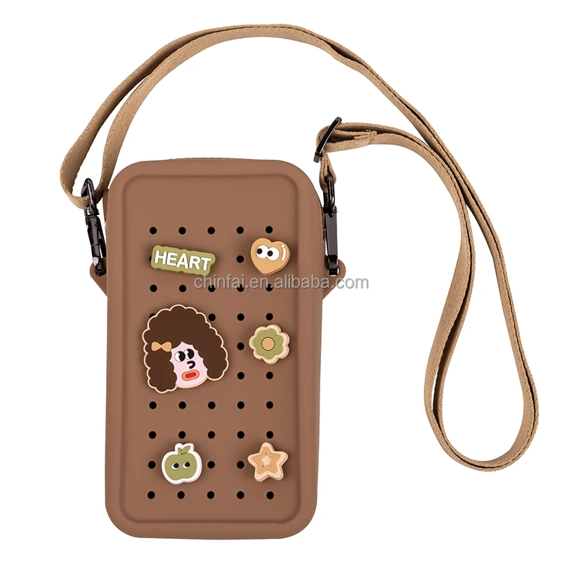 Chinfai Custom Silicone Crossbody Mobile Bag for Kids Girls Mini Sling Shoulder Bag