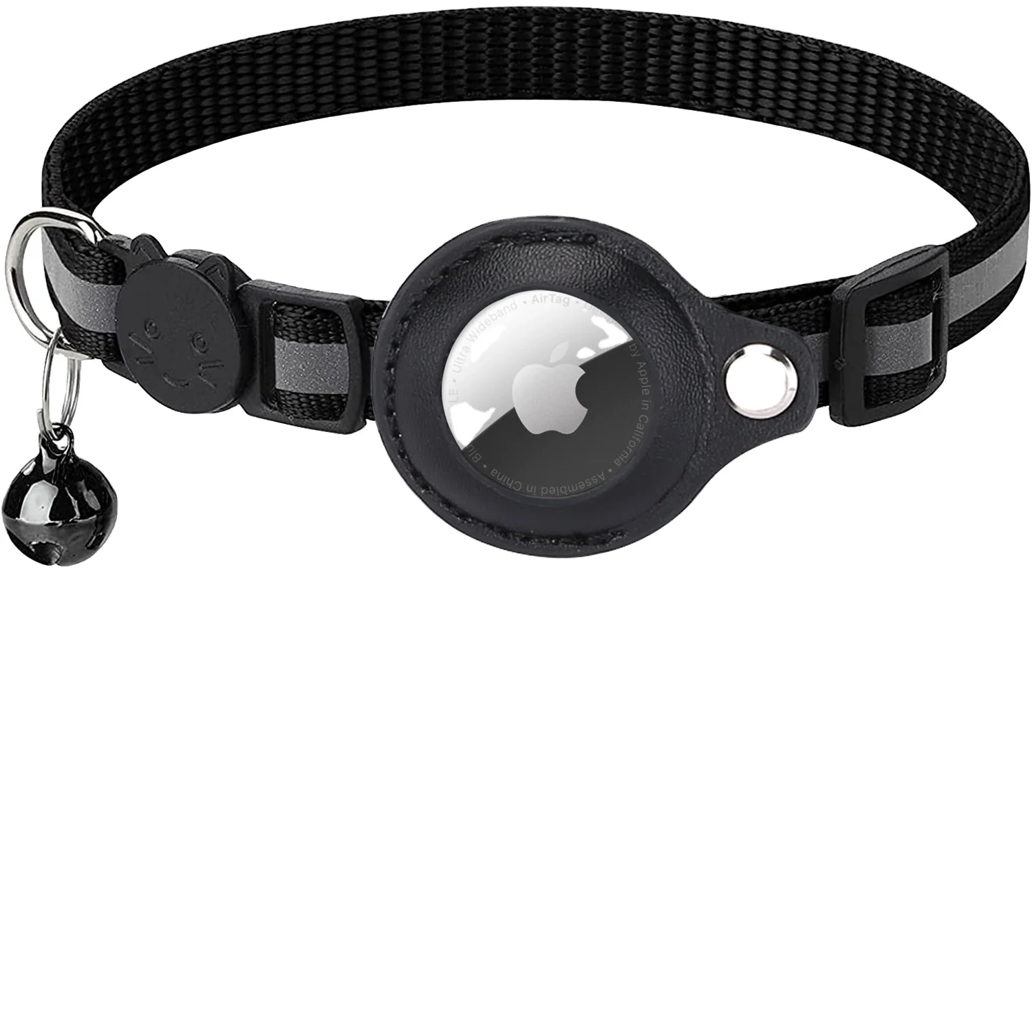 Leyi high quality nylon cute cat design pet collar cover reflective design pets anti lost airtag holder for Apple Airtag case