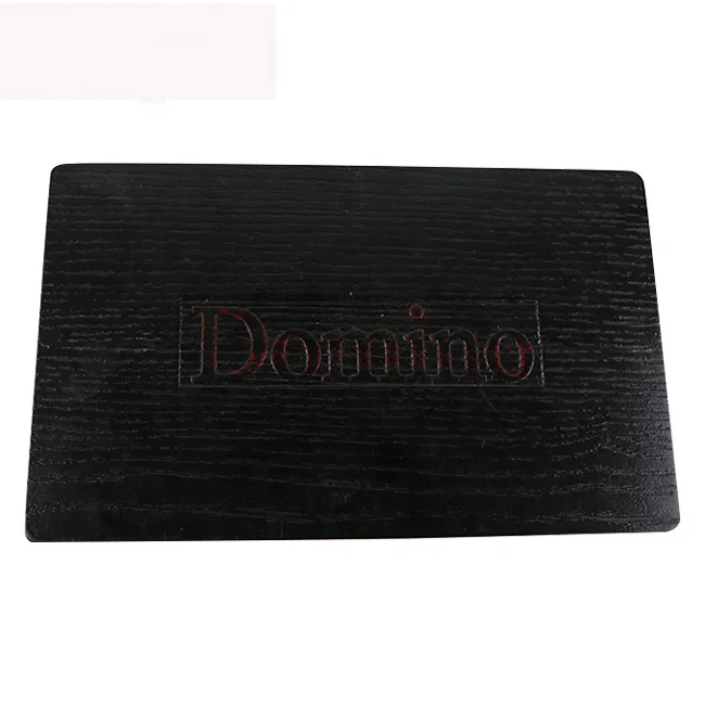 Factory directly of customized logo domino in black wood box with printed red color for game playing domino professional
