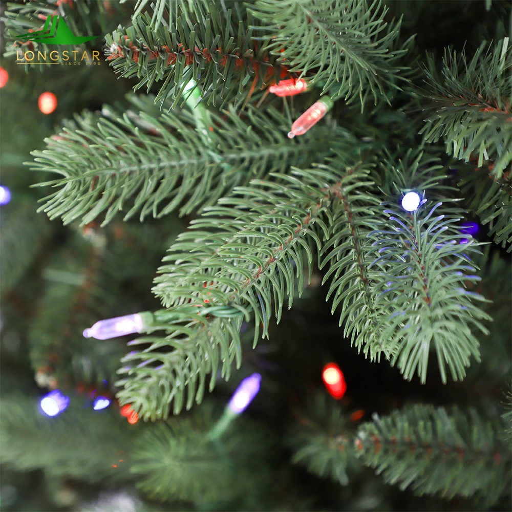 Artificial PE&PVC Green Christmas Trees Xmas Tree With Colorful Lights For Christmas Decorations