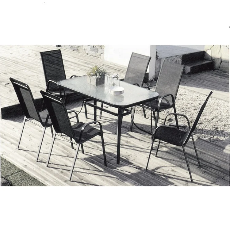 
Outdoor Garden Full Iron Teslin Jing Seat with glass table Furniture set 