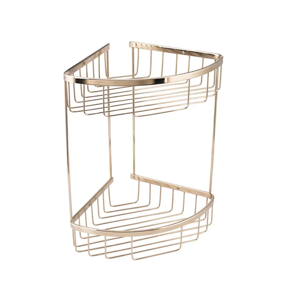 modern design stainless steel gold wall mounted bathroom corner shower caddy shelf