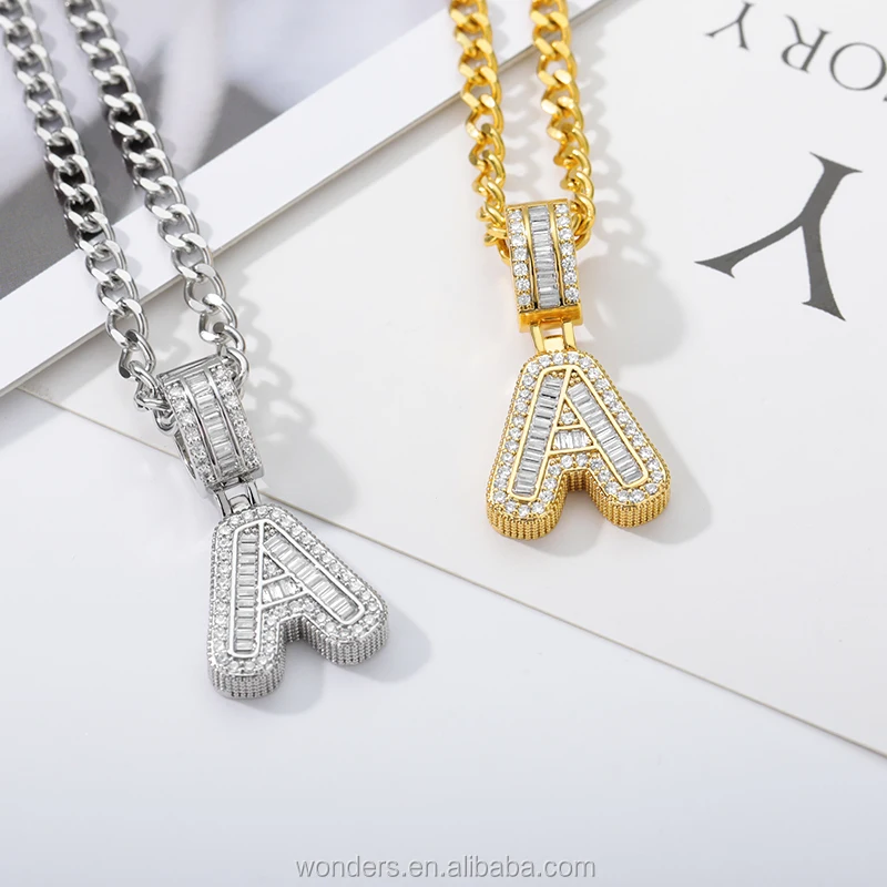 Ice Zircon CZ Rhinestone Initial Necklaces Micro Set necklaces-for-lady Trendy Necklace Jewelry Wholesale Dropshipping