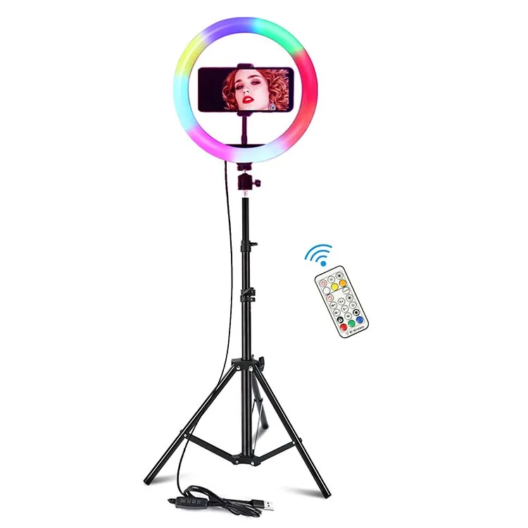 
Camera Beauty RGB 10inch Selfie Ring Light Tiktok/Youtube With Dest Tripod Stand Phone Holder,Best ring light for zoom 