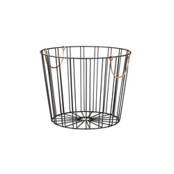 Wholesale Round household Metal stacking Basket with handle for sundries