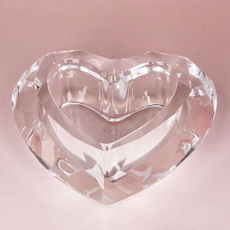 Hotsale customized exquisite heart shape glass crystal jewelry trinket  boxes for holiday gifts