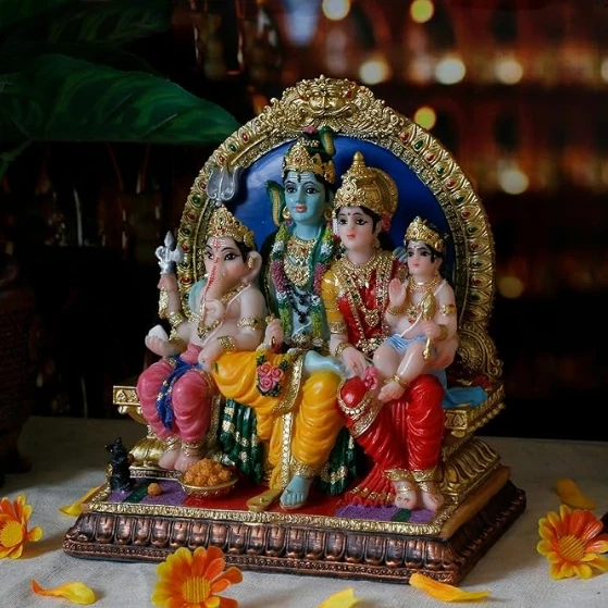 Resin Hindu god Shiva family statue Religious statue. Home decoration