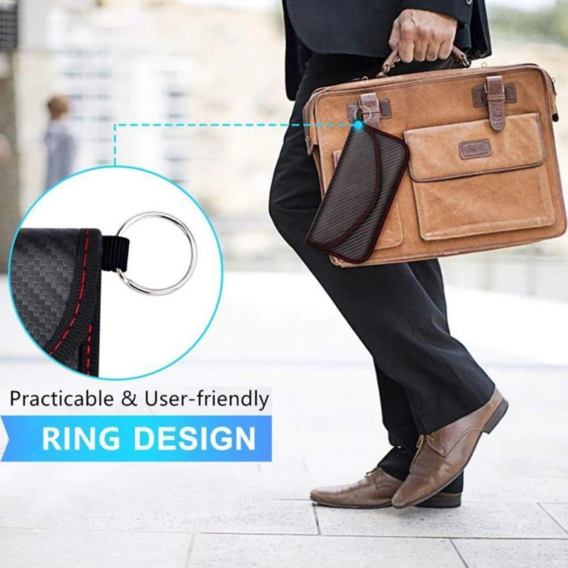 Large Faraday Bag Car Fob Key Signal Blocker Pouch Anti Theft Faraday Bag Cell Phone Carbon Fiber GPS RFID Signal Blocking Bag